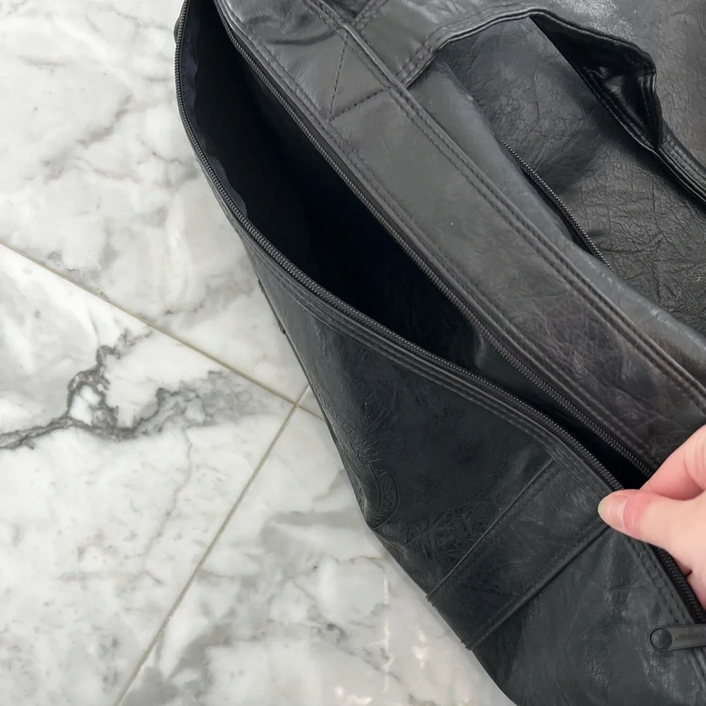 Vintage NRA Faux Leather Large Black Duffle Bag